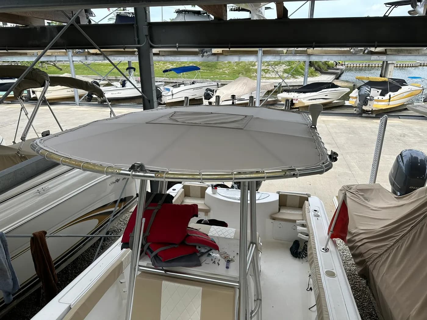 Custom custom boat cover and canvas by GVO Classic Upholstery in North Port, FL