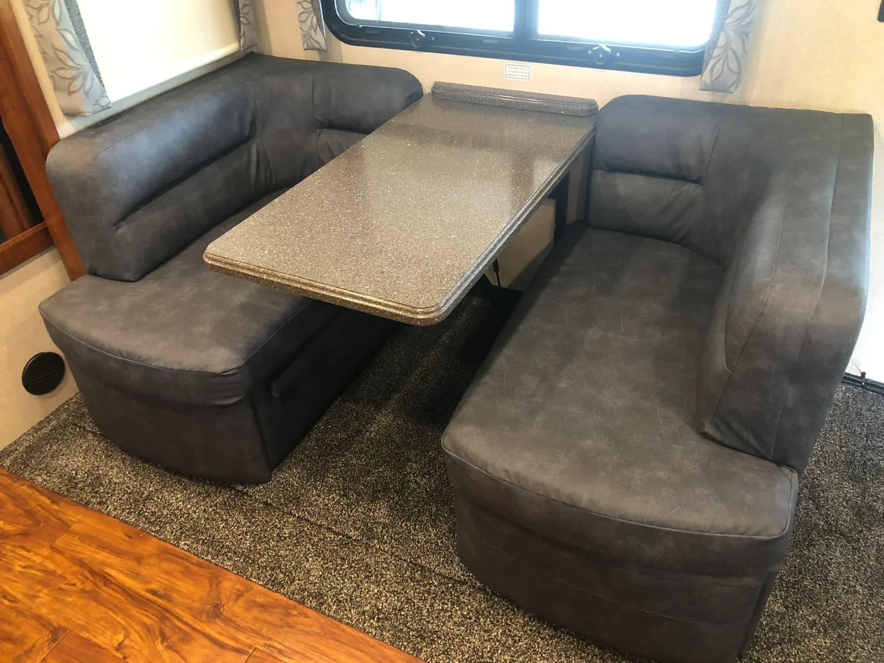 Reupholstered RV dinette seating by GVO Classic Upholstery