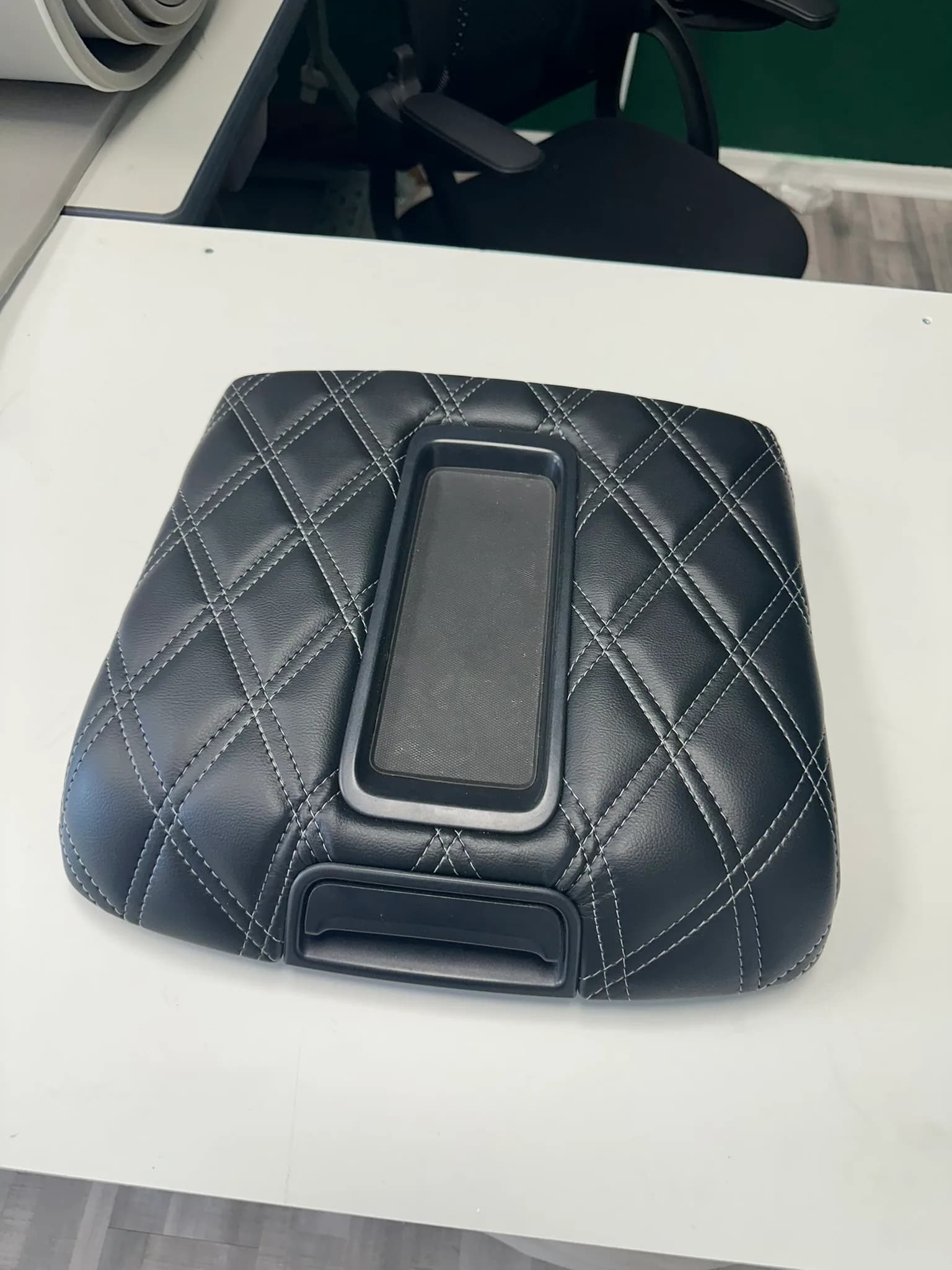 Diamond-stitched custom upholstery detail